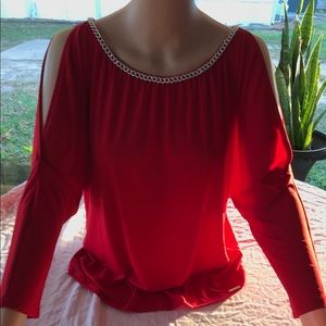 Michael Kors women red top size L